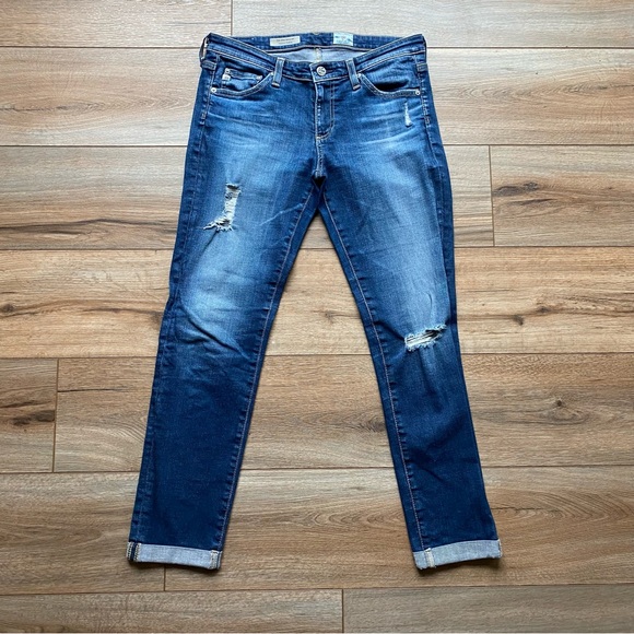 AG Distressed The Stilt Roll-Up - Cigarette Roll-Up Jeans - 28 - Picture 2 of 11